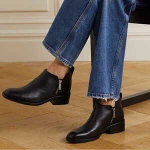 3.1 Phillip Lim black Alexis low profile double zipper stacked heel bootie